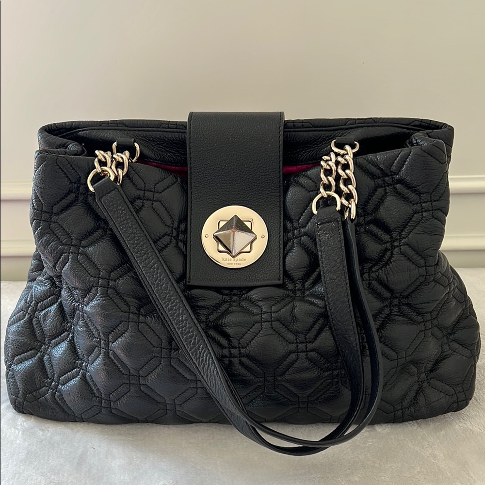 Kate Spade Black Quilted Bag with Gold Accent